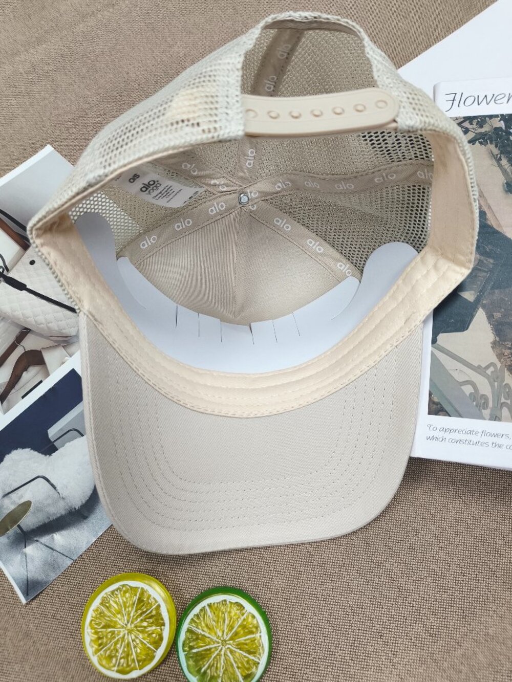 Alo Yoga District Trucker Hat Bone Color🌱Adjustable Breathable Mesh Cap🎾 - Picture 4 of 5